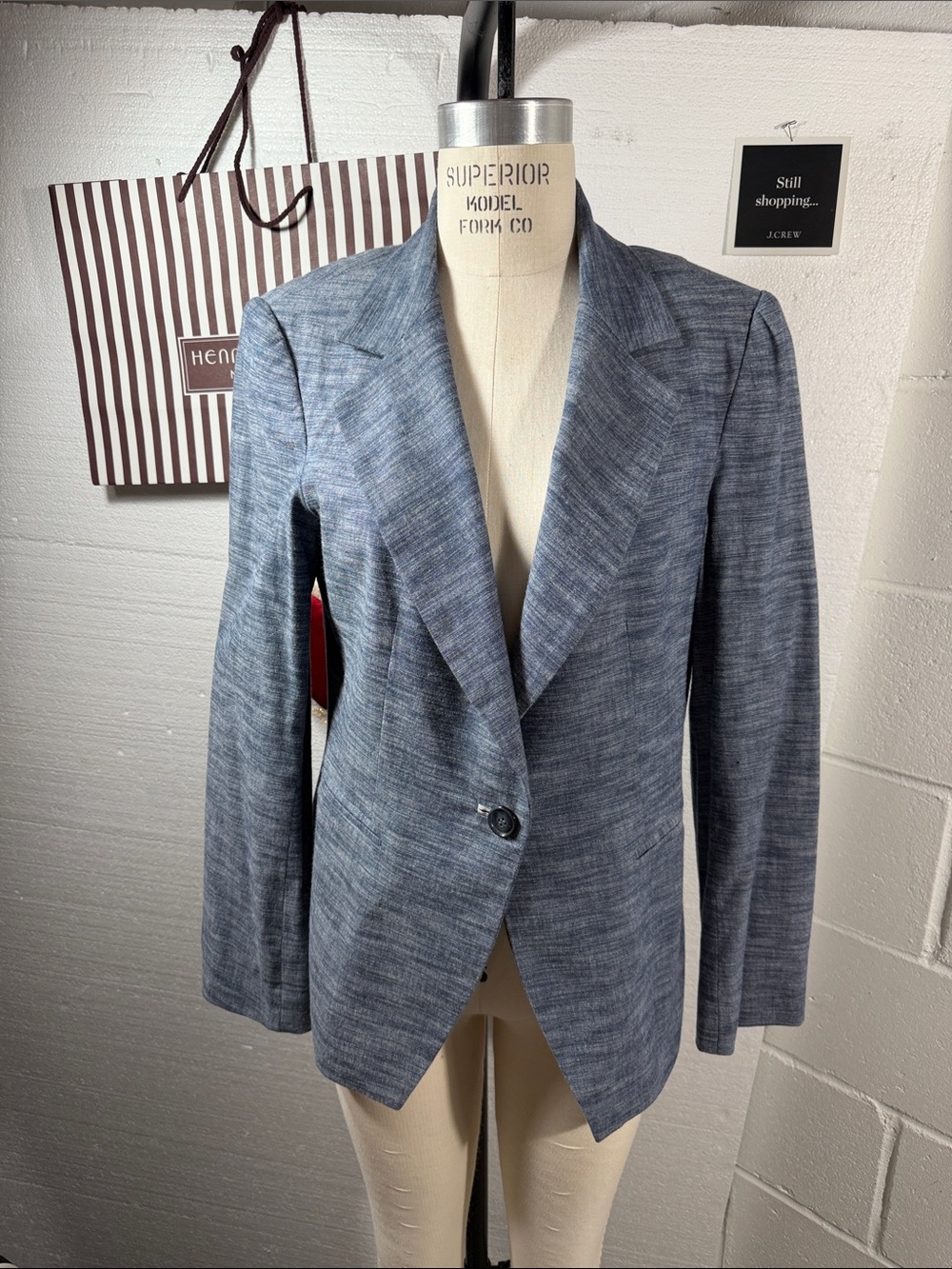Anthropologie Cartonnier Women’s Single-Button Blue cotton Blazer Jacket
